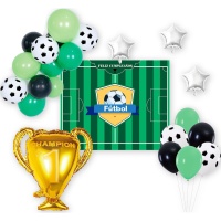 Kit de balões com cartaz de Futebol Campeão - 23 unidades