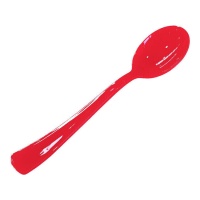 Colheres de plástico vermelhas de qualidade superior 17,5 cm - 12 unid.