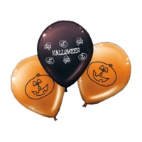 Balões de látex preto e laranja para o Dia das Bruxas - 8 unidades