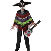 Poncho de esqueleto Catrina para criança