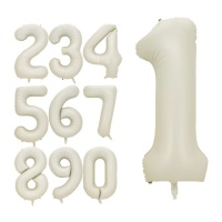 Balão número 1m creme - 1 peça