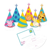 Convites de Peppa Pig com chapéu - 6 unidades
