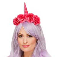 Bandolete de unicórnio cor-de-rosa com flores