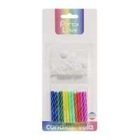Velas às riscas em cores diferentes 6 cm - 24 unid.