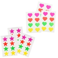 Autocolantes de formas coloridas néon 2,5 cm - 4 folhas