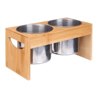 Recipiente duplo para utensílios com suporte em bambu