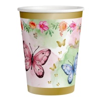 Copos cintilantes borboleta 250ml - 8 peças