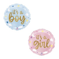 É um rapaz - É uma rapariga balão redondo 19 x 19 cm - Grabo