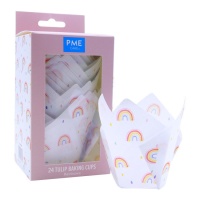 Cápsulas de tulipas de papel para muffins arco-íris - PME - 24 pcs.