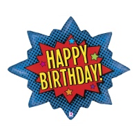 Balão Estrela de Banda Desenhada Feliz Aniversário 81 cm - Grabo