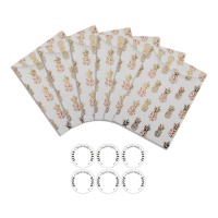 Sacos de papel branco com ananases com autocolantes - 6 unidades
