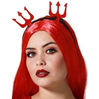 Tiara com pequenos tridentes de diaba vermelha