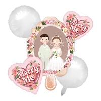 Buquê de balões de casamento marry me - 5 unidades