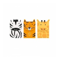 Sacos de papel Animais do Safari 9,1 x 12,8 x 5 cm - 3 unidades
