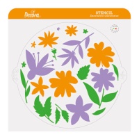 Stencil de flores de 25 cm - Decora