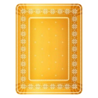 Tabuleiro de Natal em cartão rectangular com bordado dourado 25 x 34 cm - 1 pc.