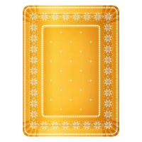 Tabuleiro de cartão retangular com bordado dourado 34 x 25 cm - 1 peça