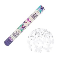 Canhão de confettis de borboleta branca de 40 cm.