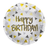 Balão de Feliz Aniversário com triângulos de 45 cm - Folat