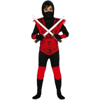 Fato ninja vermelho e preto para crianças