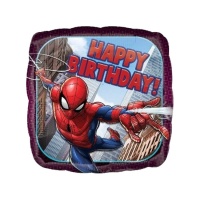 Balão quadrado de Spiderman Happy Birthday de 43 cm - Anagram