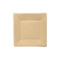 Pratos quadrados biodegradáveis de fibra de bambu 18 x 18 cm - Silvex - 12 unidades