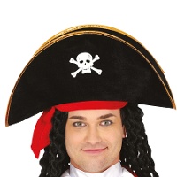Chapéu de pirata com caveira branca para adulto
