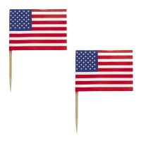 Palitos com a bandeira dos Estados Unidos 6,5 cm - 30 peças.