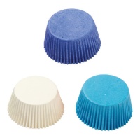 Cápsulas para cupcakes em azul, azul-marinho e branco - Decora - 75 unidades