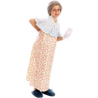 Fantasia de avó com vestido floral para menina