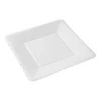 Pratos de 18 cm de papelão branco quadrados - 100 unidades