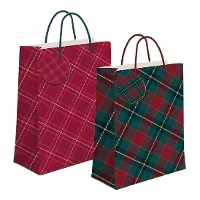 Saco de presente de 45 x 33 x 10 cm em tartã natalino - 1 unidade