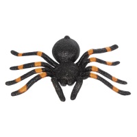 Tarântula preta e laranja com purpurina 16,5 cm