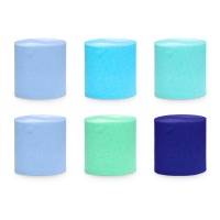 Papel crepom em tons de azul de 10 m - 6 unidades