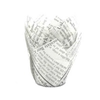 Cápsulas de tulipas de papel com desenho de jornal para muffins - Pastkolor - 24 unid.