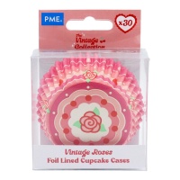 Cápsulas para cupcake Vintage Roses - 30 unidades