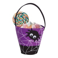 Cesto de teia de aranha em feltro lilás 25 cm