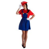 Fato de Super Canalizador Vermelho com Saia para Adultos