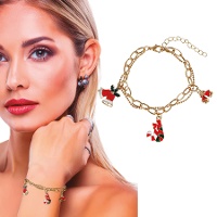 Pulseira de figuras natalinas dourada - 1 unidade