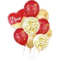 Buquê de balões de São Valentim Eu Te Amo - 9 unidades