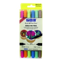 Conjunto de canetas de tinta comestível com ponta dupla em cores vivas - PME - 6 pcs.