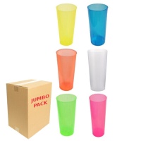 Copos de plástico coloridos reutilizáveis de 300 ml em tubo de cores sortidas - 420 unidades.