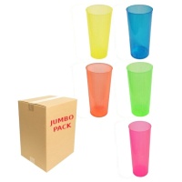Copos de plástico de 300 ml em cores sortidas do tubo - 420 unidades.