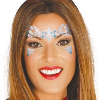Bijutaria facial adesiva branca e azul