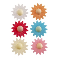 Bolachas flor de margarida de 6 cores sortidas 4,5 cm - Dekora - 100 unidades