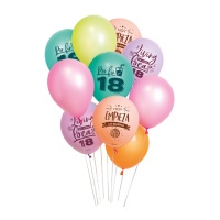 Felices 18 balões de látex sortidos 30 cm - 10 unidades