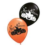 Balões de Látex de Abóbora com Chapéu de Halloween de 30 cm - 6 Unidades