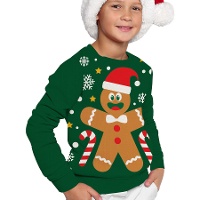 Suéter Infantil de Natal com Figura de Biscoito de Gengibre
