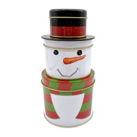Caixa metálica boneco de neve - 3 unidades