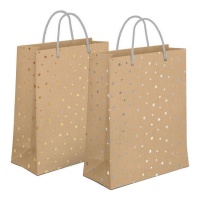 32 x 26 x 10 cm saco de oferta kraft com estrelas - 1 unid.